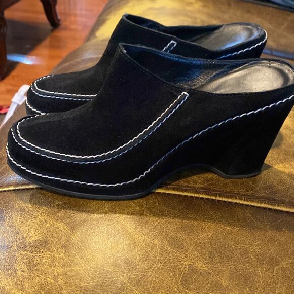 Via Spiga women’s size 6 slip on black leather wedge shoes - Picture 2 of 4